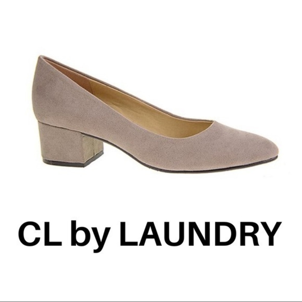 CL by LAUNDRY taupe highest block heel pumps